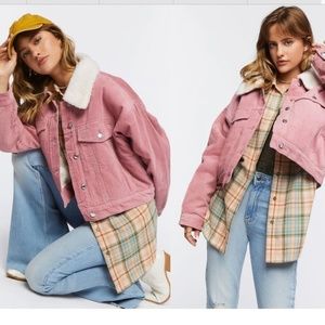 Forever 21 Pink Velvet Fur lined Sherpa coat size S